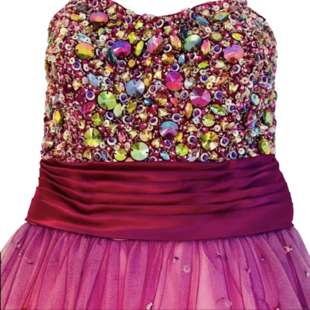 Disney Forever Enchanted princess pink ball gown dress Size 2 jewel / gem